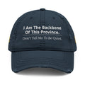 Distressed Embroidered Dad Hat — I Am The Backbone Of This Province - view 3